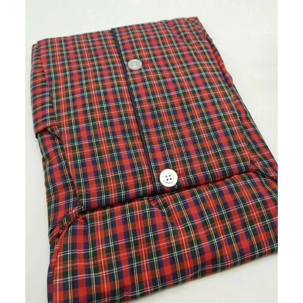 Oscar De La Renta Red Plaid 2 Piece Button Mens Pa